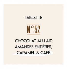 Tablette chocolat au lait amendes entières, caramel & café | N°52 | Carré Suisse