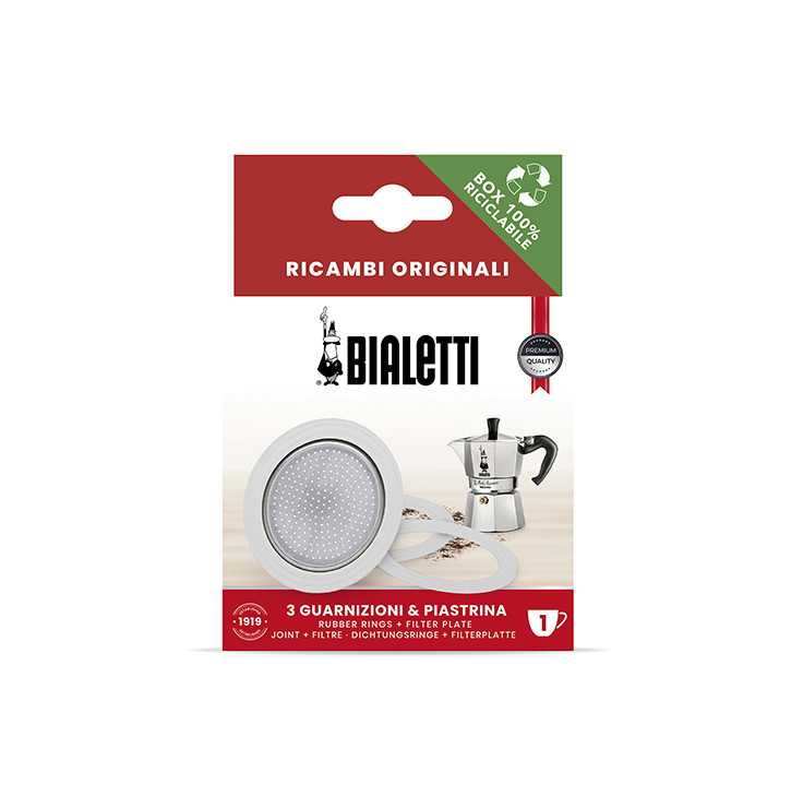 Kit Bialetti 3 joints et filtre Ricambi | 1 tasse | Mon-Cafe.com