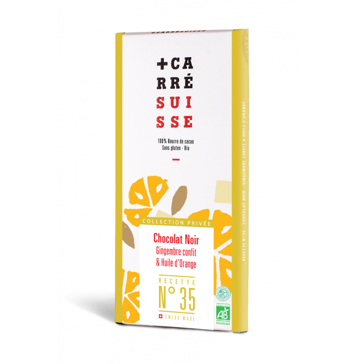 N°35 - Chocolat Noir au Gingembre confit et huile d'orange|Carré Suisse|3760231780290