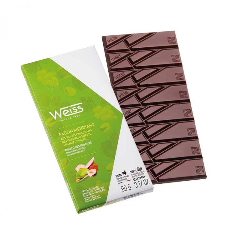 Chocolat Mendiant Noir 64% - Mon-Cafe.com