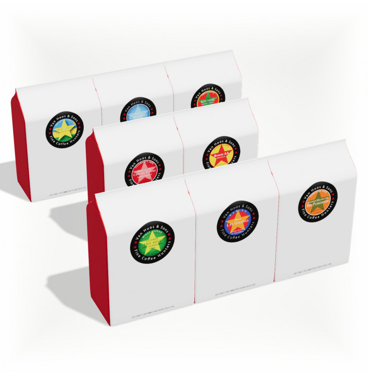 Assortiment Royal Van Hoos & Sons, 8 cafés de spécialité en sachets de 250 g